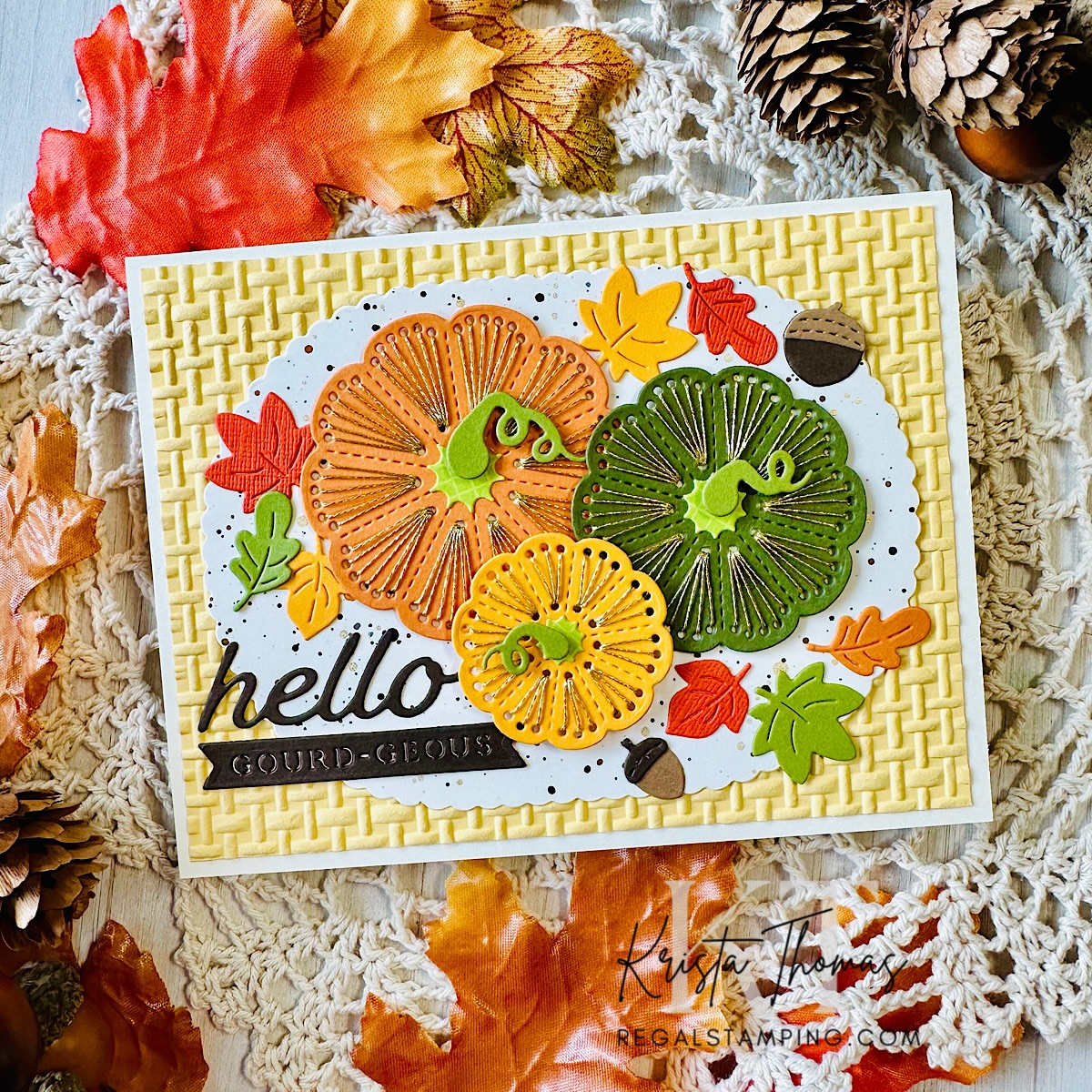 Autumn elegance with Stitched Pumpkin Top Dies