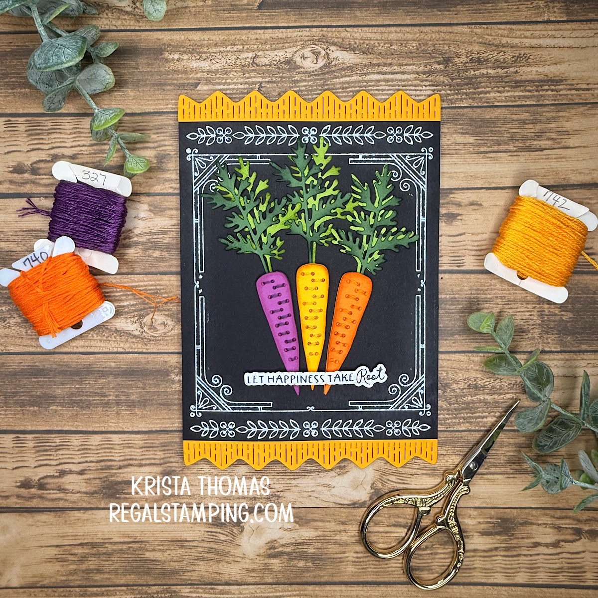 Rooting for You, a vegetable stitching card
